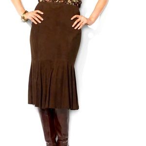 Ralph Lauren brown suede midi skirt